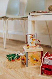 Wooden toys in the reception area of the Willow Grace Women's Wellbeing Hub in Wellington Somerset